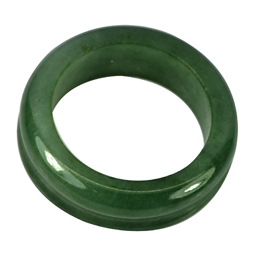 24.31 Ct. Good Unheated Green White Natural Jadeite Ring Round Size 8