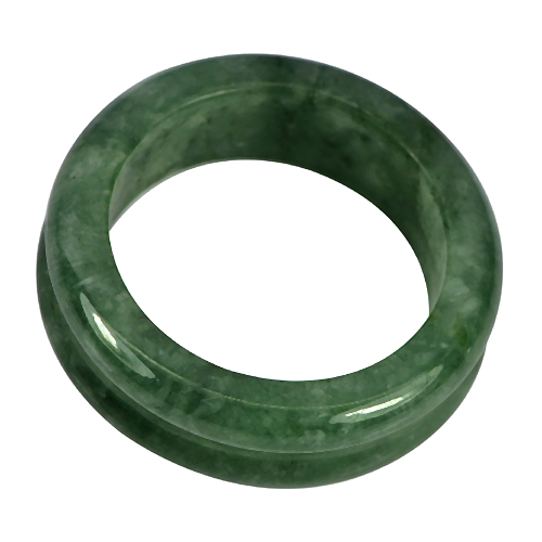 23.04 Ct. Good Unheated Green White Natural Jadeite Ring Round Size 8