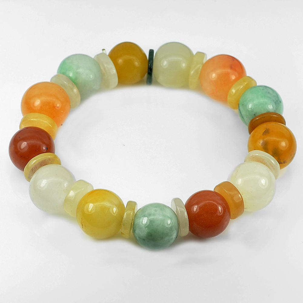 278.15 Ct. Natural Honey Color Jade Beads Bracelet Length 8 Inch. Thailand