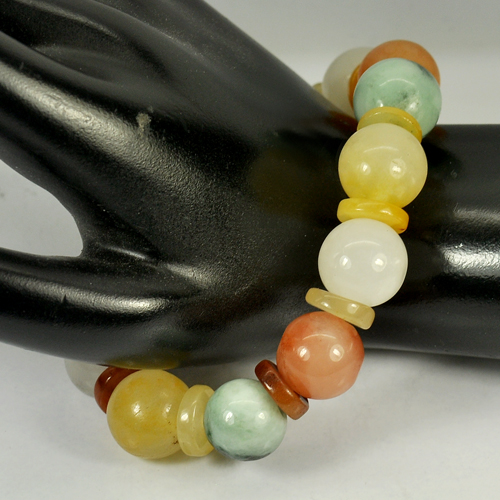 286.30 Ct. Beauty Natural Fancy Color Jade Beads Bracelet Length 9 Inch.