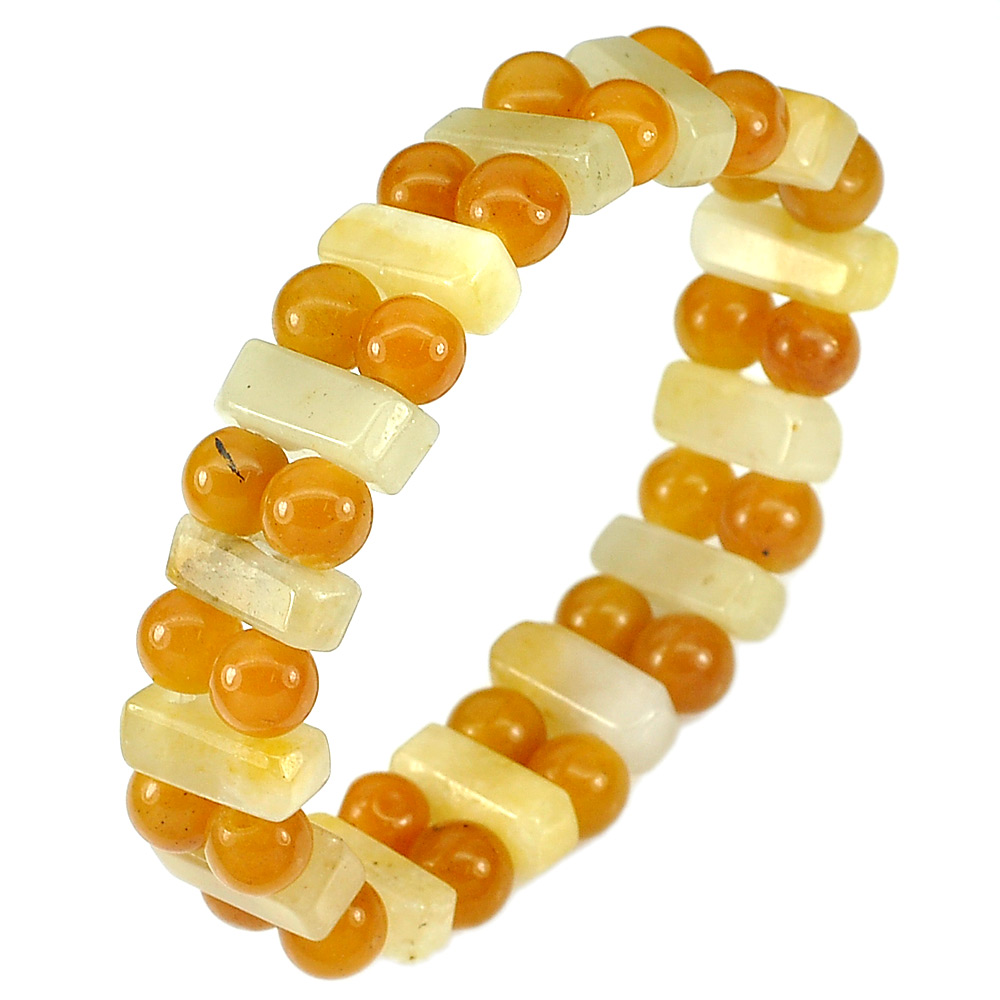163.79 Ct. Natural Gems Multi-Color Honey Jade Beads Bracelet Length 7 Inch.