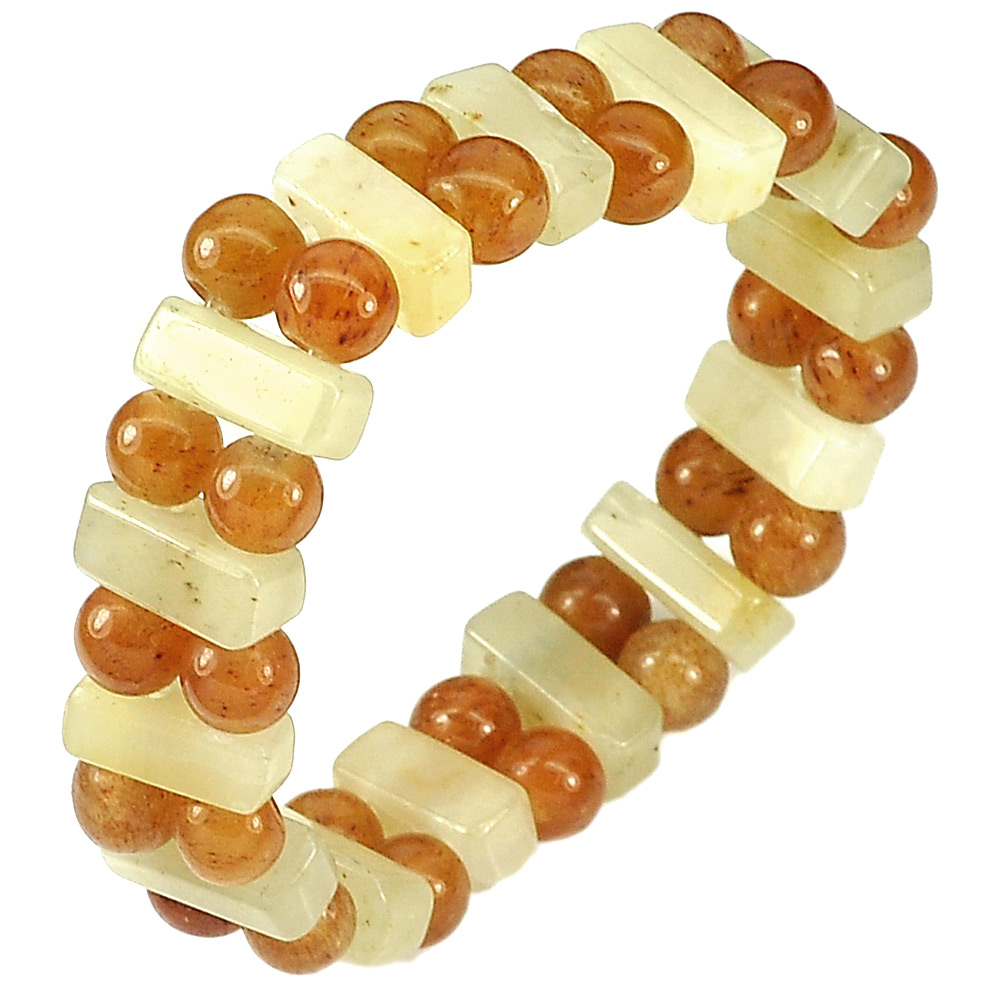 168.89 Ct. Natural Gems Multi-Color Honey Jade Beads Bracelet Length 7 Inch.