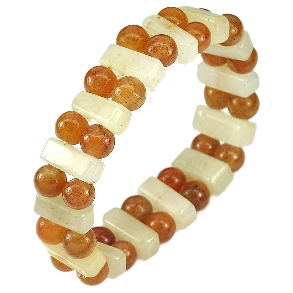 165.32 Ct. Natural Gems Multi-Color Honey Jade Beads Bracelet Length 7 Inch.