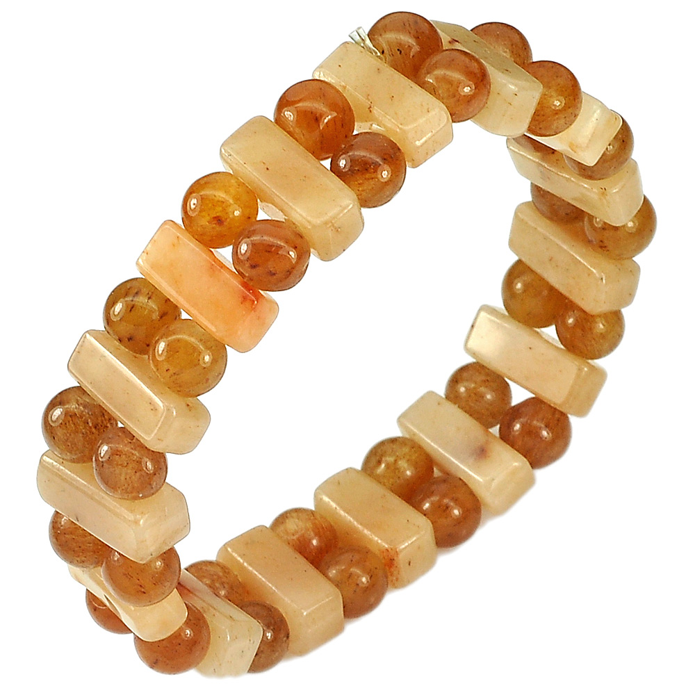 179.74 Ct. Natural Gems Multi-Color Honey Jade Beads Bracelet Length 7 Inch.