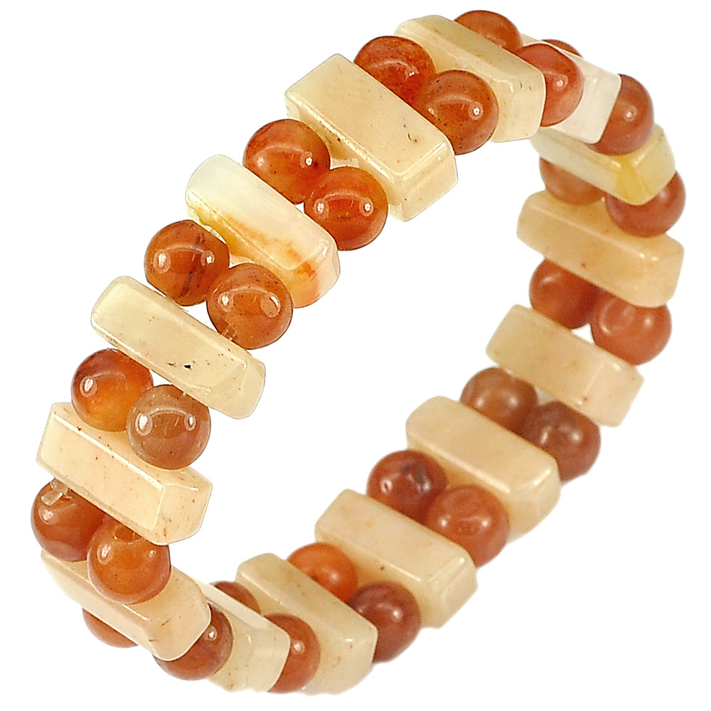 153.05 Ct. Natural Gems Multi-Color Honey Jade Beads Bracelet Length 7 Inch.