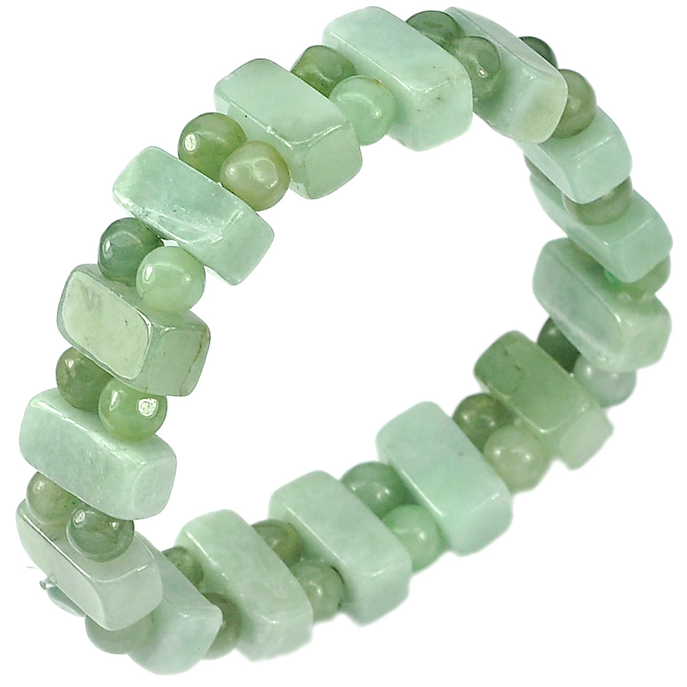 176.90 Ct. Natural Gemstones Green Color Jade Beads Bracelet Length 7 Inch.