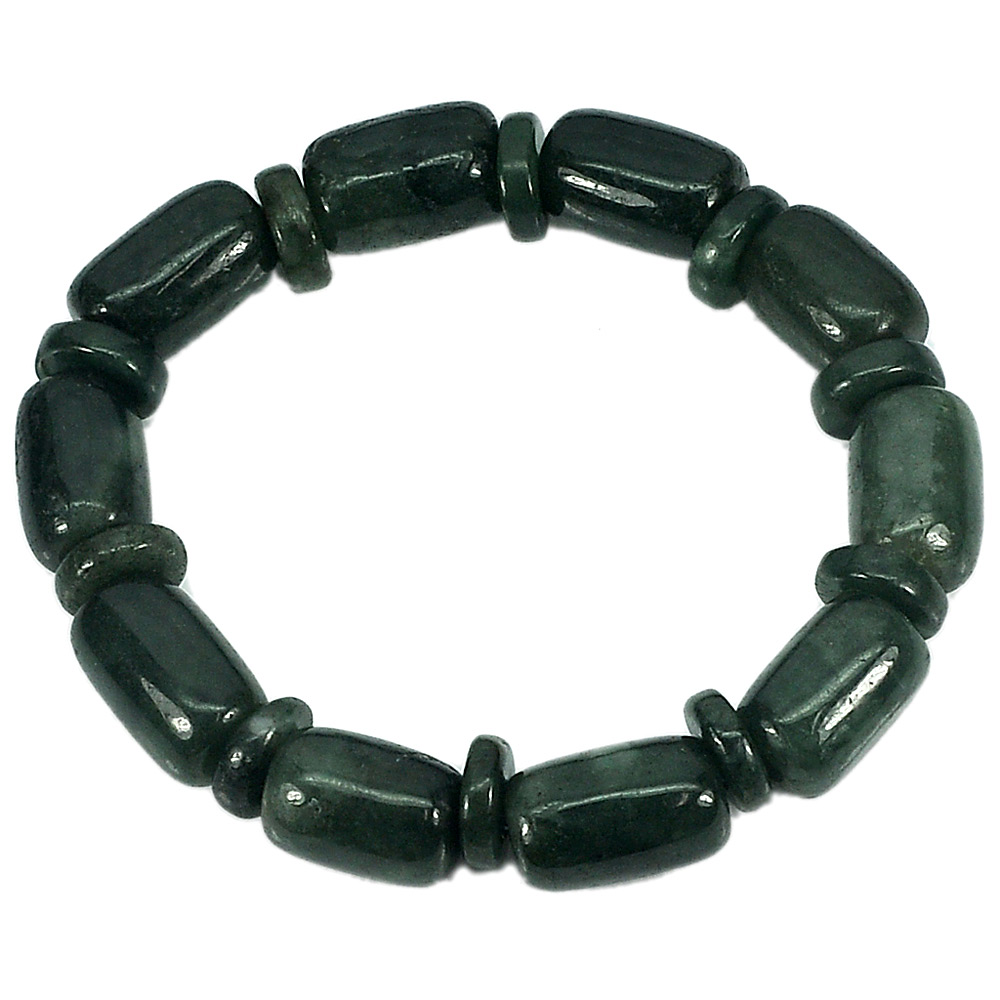 194.98 Ct. Natural Gemstones Green Color Jade Beads Bracelet Length 8 Inch.