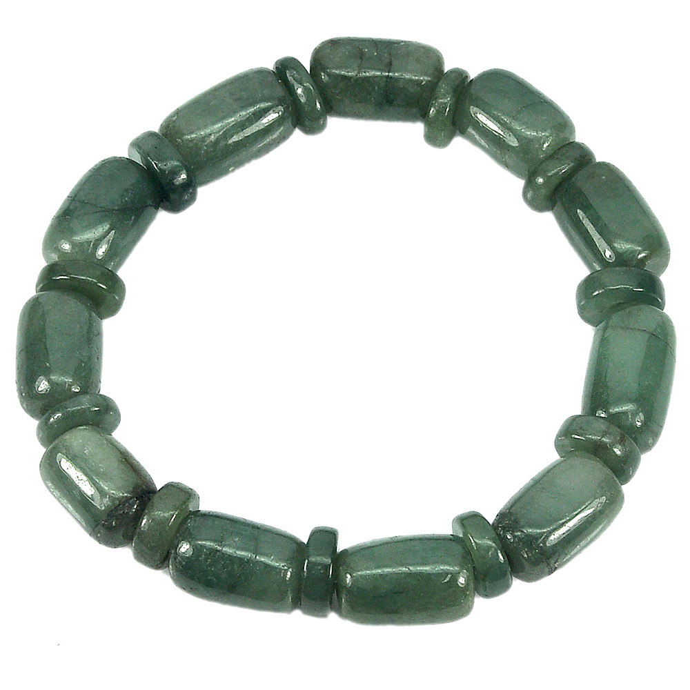 216.72 Ct. Natural Gemstones Green Color Jade Beads Bracelet Length 8 Inch.
