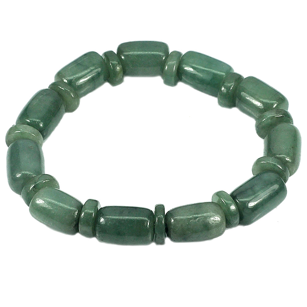 223.57 Ct. Natural Gemstones Green Color Jade Beads Bracelet Length 8 Inch.