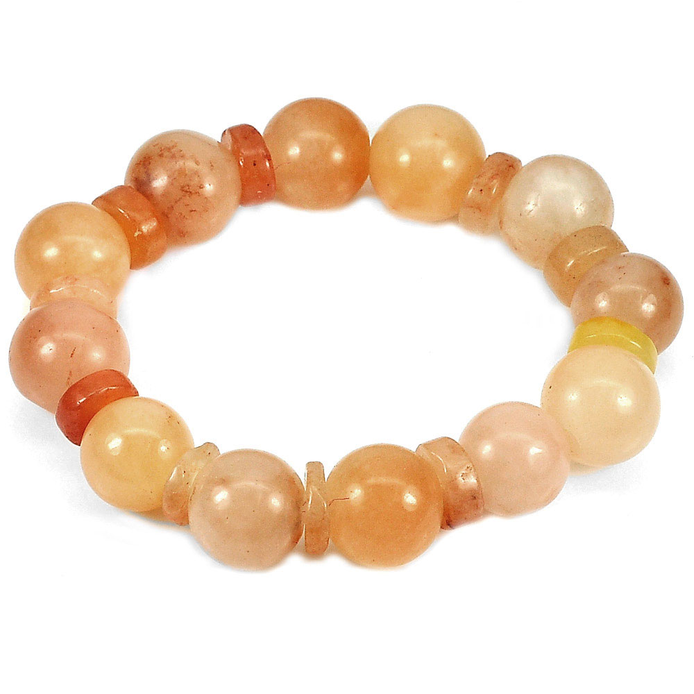 264.17 Ct. Natural Gems Multi-Color Honey Jade Beads Bracelet Length 8 Inch.