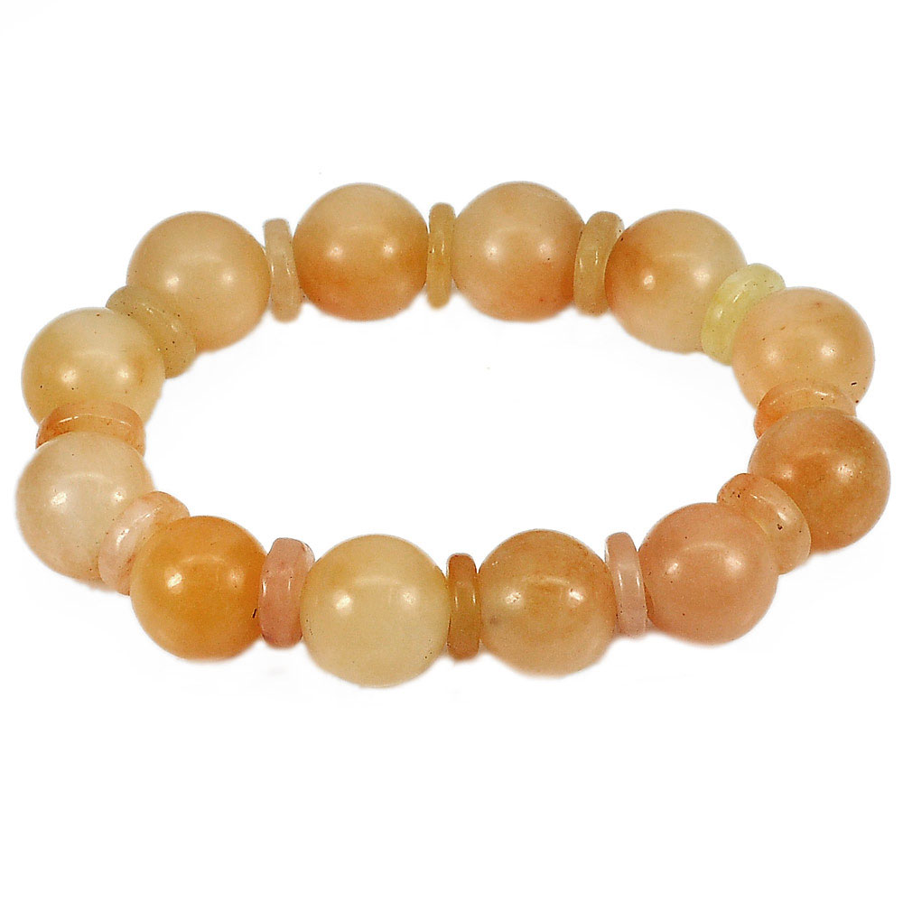 264.44 Ct. Natural Gems Multi-Color Honey Jade Beads Bracelet Length 8 Inch.