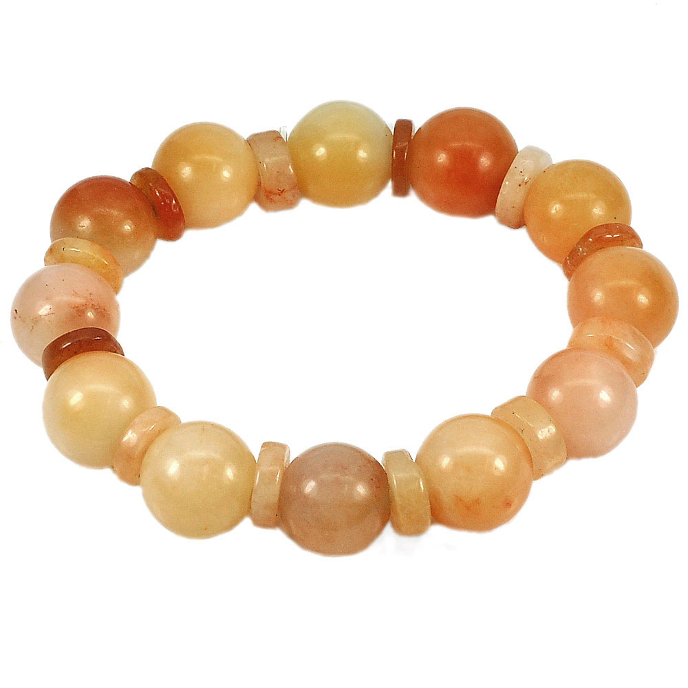 276.53 Ct. Natural Gems Multi-Color Honey Jade Beads Bracelet Length 8 Inch.