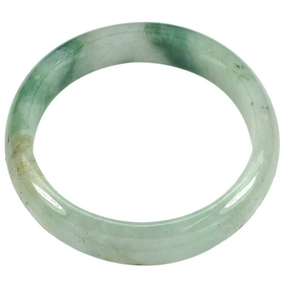 284.03 Ct. Diameter 55 mm. Natural Gemstone Green White Jade Bangle Unheated