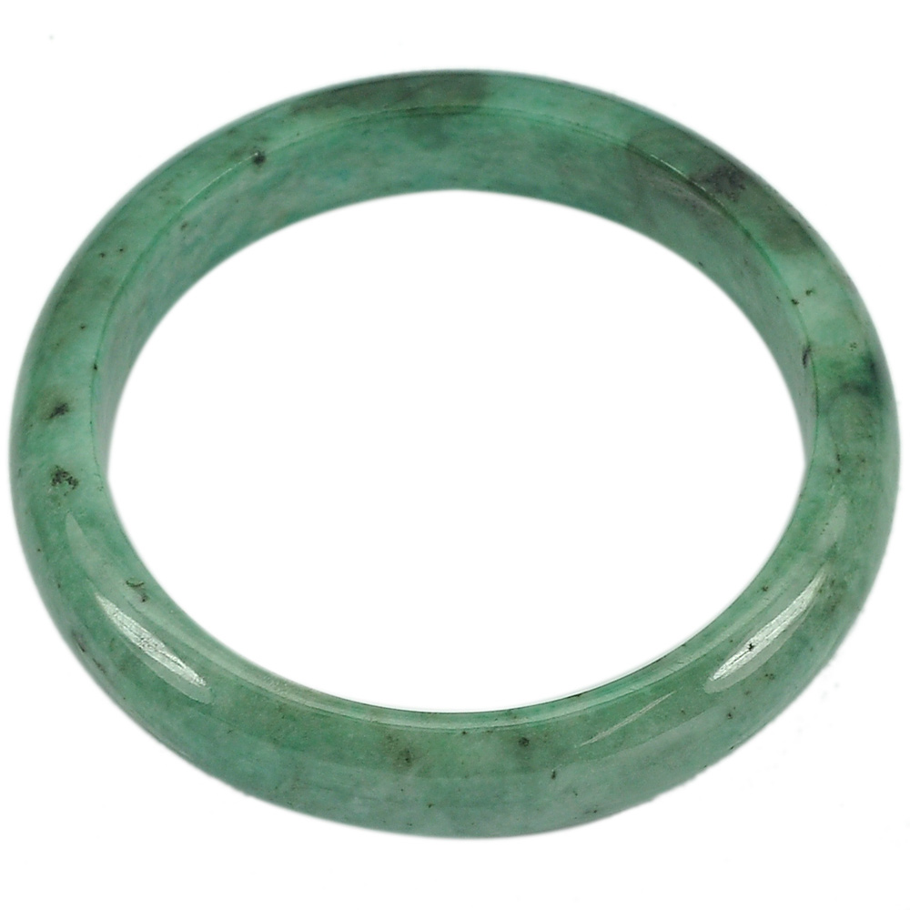 251.86 Ct. Natural Gemstone Green Black Jade Bangle Diameter 57 mm. Unheated
