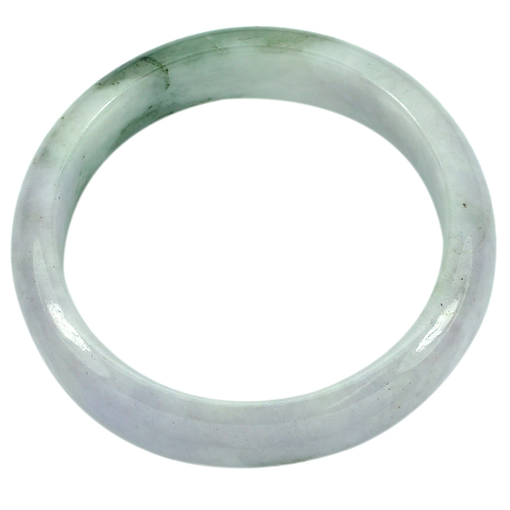 301.16 Ct. Good Natural Gemstone Green White Jade Bangle Diameter 56 mm Unheated