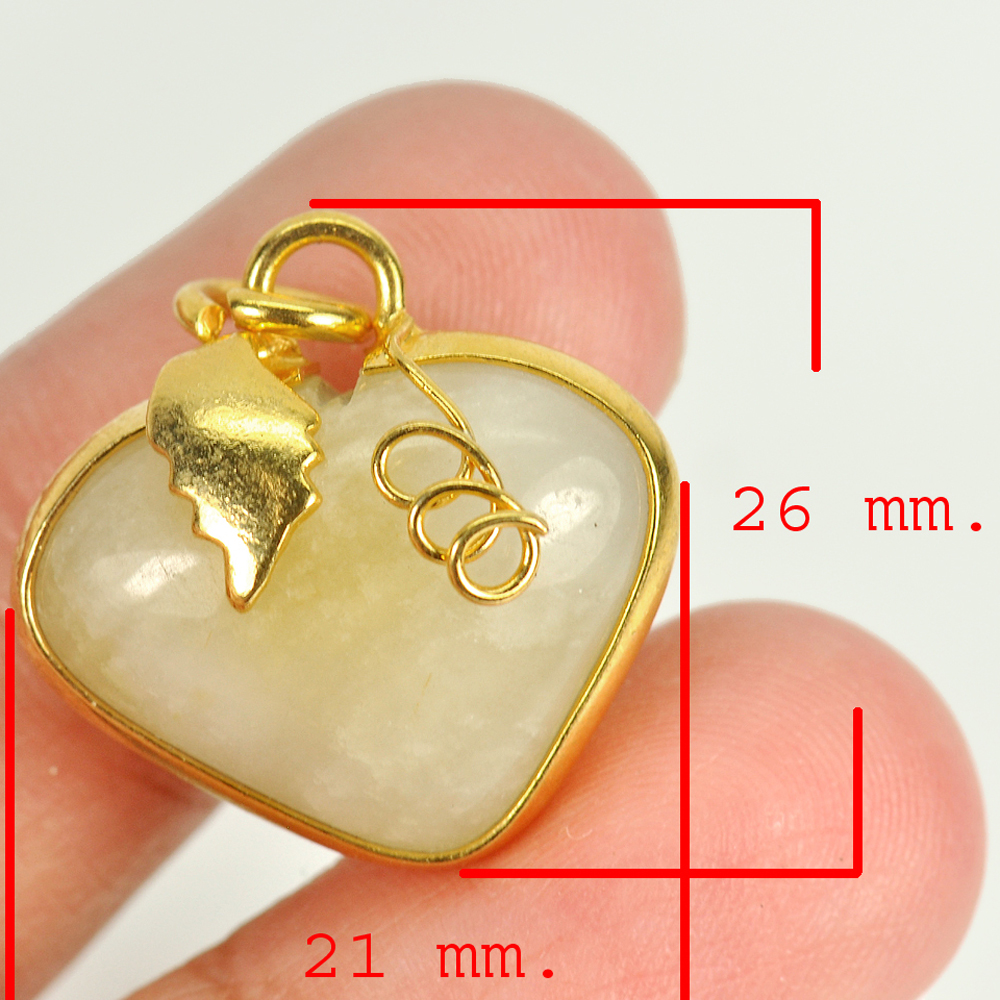 28.56 Ct. Natural Gemstone Multi-Color Jade Heart Nickel Pendant 26x21Mm.