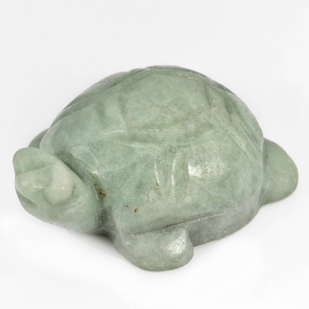 250.05 Ct. Natural Gemstone Green White Jade Turtle Carving Size46x35Mm.