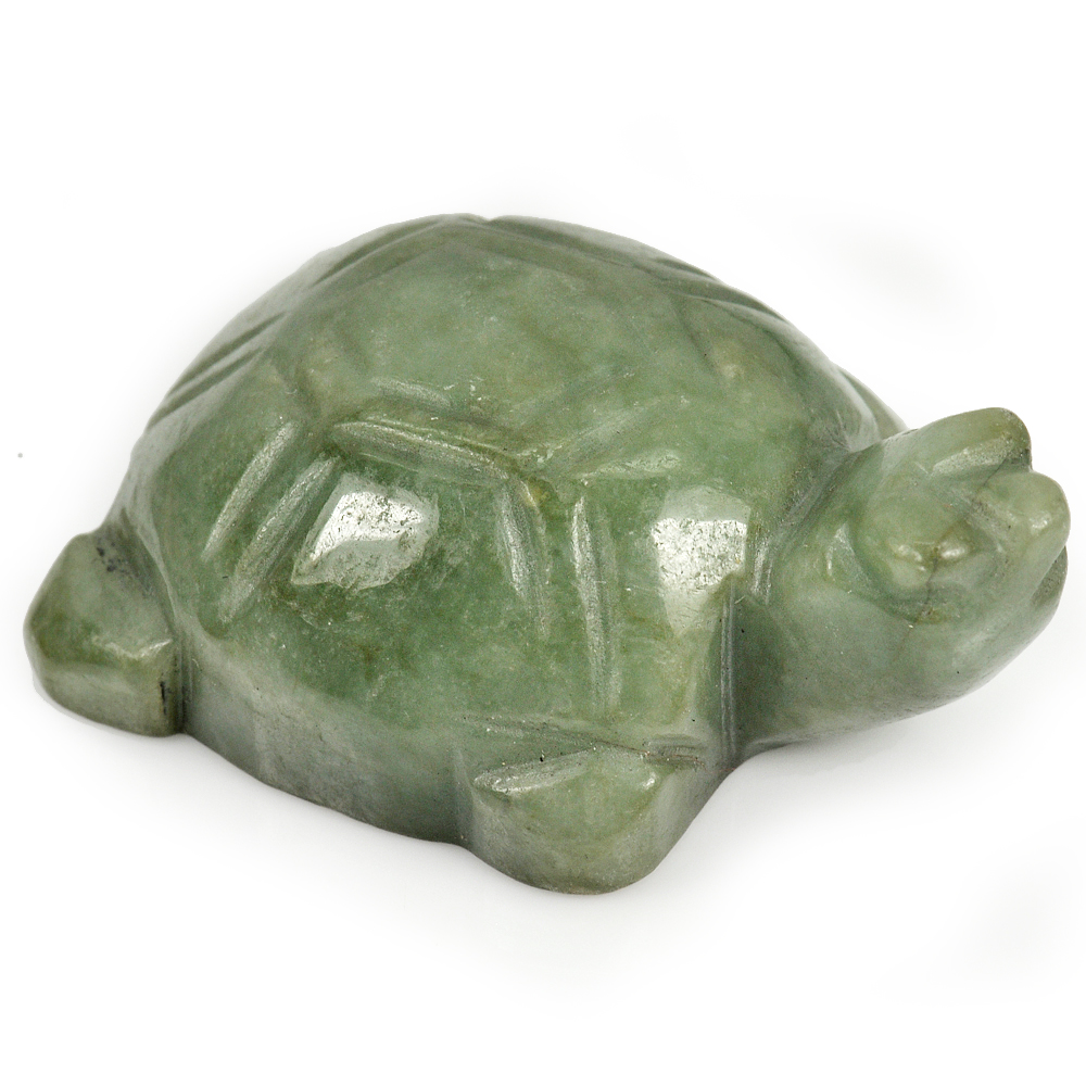 272.12 Ct. Natural Gemstone Green Color Jade Turtle Carving 51x35Mm. Unheated