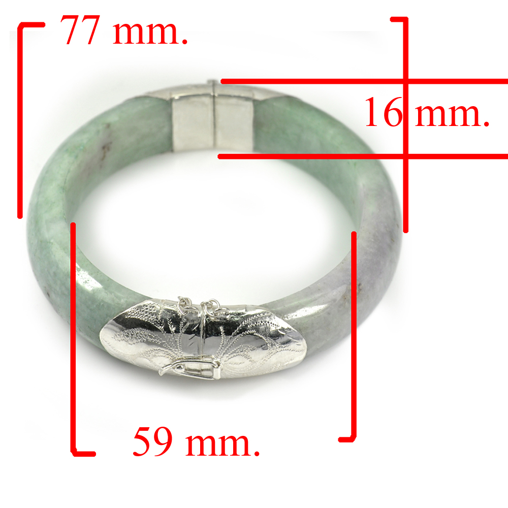 Multi Color Jade Bangle with Silver Size 80x60x15 Mm Natural Gemstone 390.32 Ct.