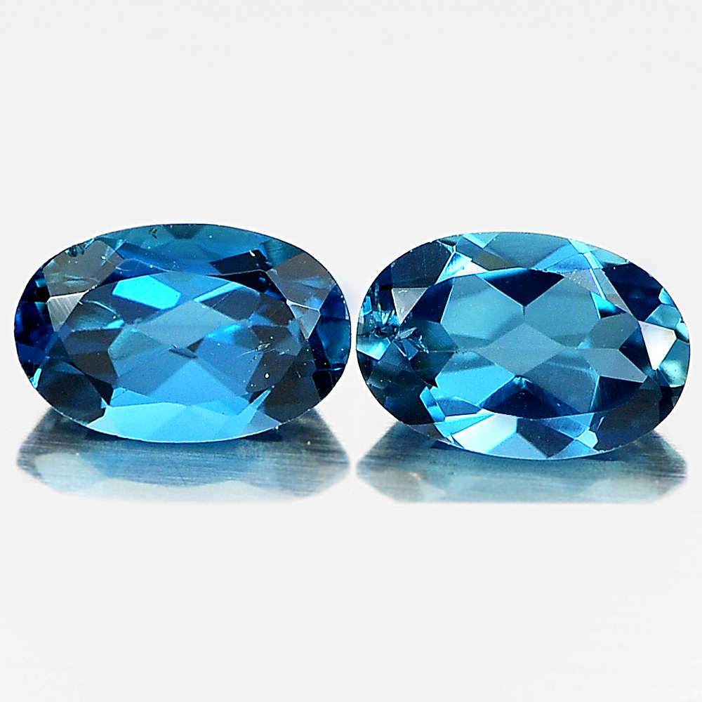 1.07 Ct. 2 Pcs. Oval Shape Natural Gemstones London Blue Topaz From Brazil