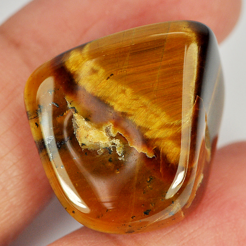 Unheated 31.66 Ct. Fancy Cabochon Natural Yellow Tiger Eye Agate Madagascar